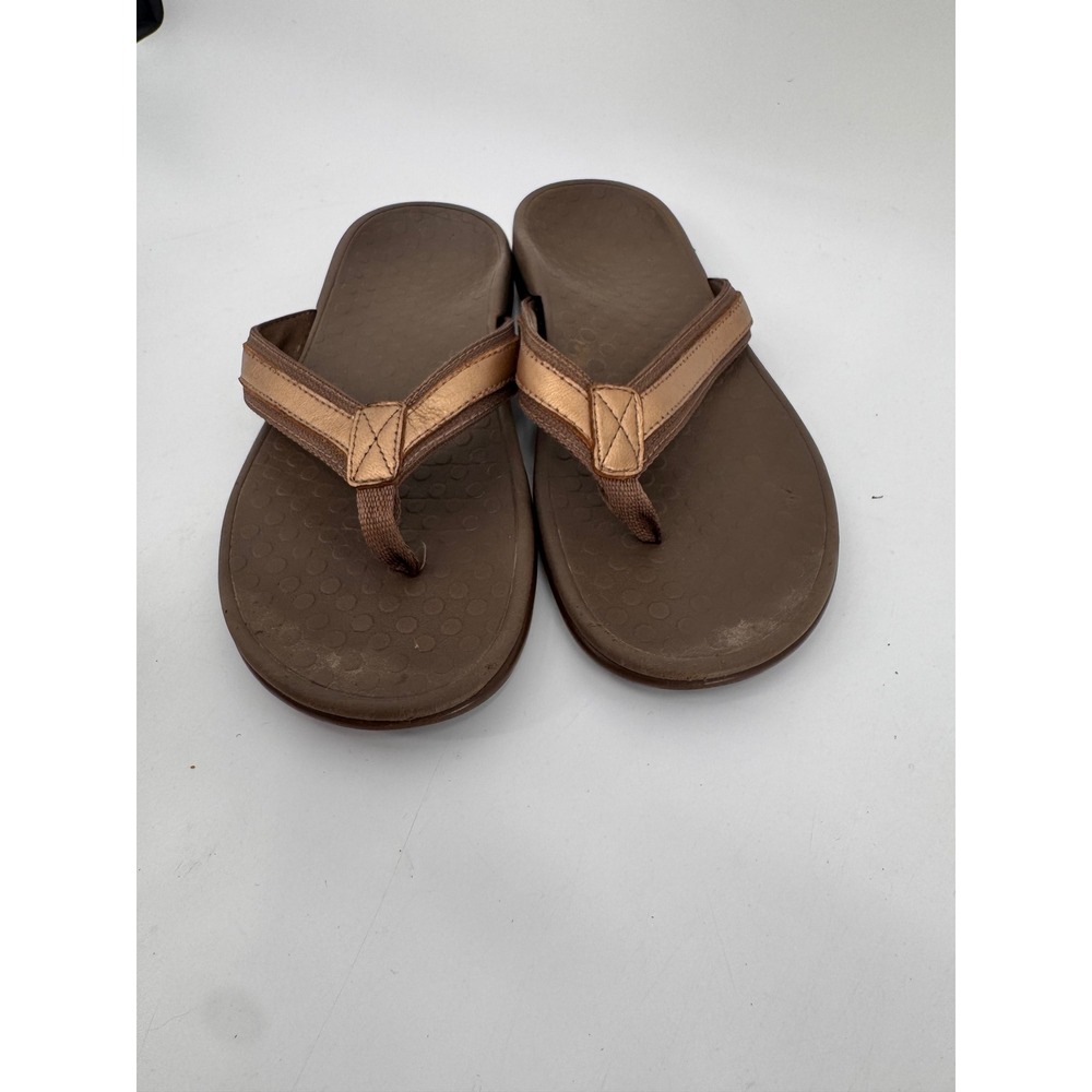 Vionic Tide II Flip Flops Women Size 8 Bronze Metallic Leather Orthotic Sandals - Picture 6 of 12